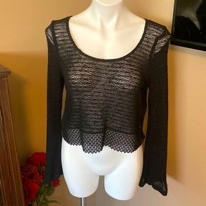 Black crochet long sleeve crop top! So comfy!